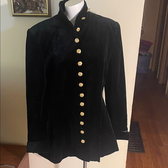 Doncaster Jackets & Blazers - Doncaster Elegant Black Velvet Jacket w/ Gold Buttons